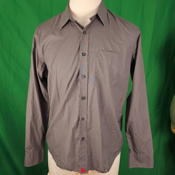 Untuckit Mens Gray Long Sleeve Button Down‎ Shirt Large - Picture 1 of 3